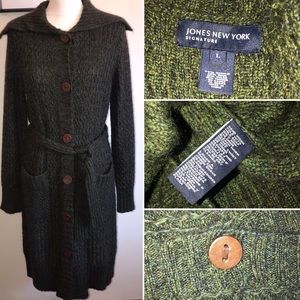 JONES NEW YORK ‘Signature’ Long Green Cardigan